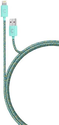 candywirez 3Ft Marbled Woven Braid MFI Certified Lightning Charging Cables - Turquoise