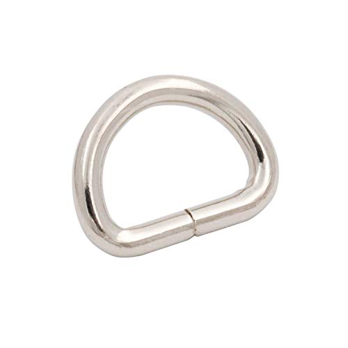 BIKICOCO Metal D-Rings Buckle, 3/5 inch Non-Welded for Webbing Sewing DIY - Silver - Pack of 50