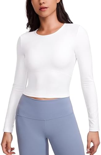 Amazon.com: CRZ YOGA Womens Long Sleeve Crop Workout Tops Athletic