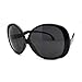 SA106 Wavy Curly Drop Temple Extra Large Round Butterfly Sunglasses Black