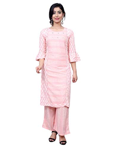 Buy A UNIQUE Women's Rayon Printed designer Kurta And Plazo set at Amazon.in