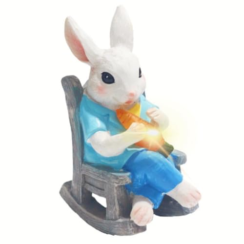 Photo 1 of NYSCURE Solar Min Rabbit Statue Office Desk Figurine Lights Decor Halloween Ornament for Patio, Porch, Home Yard Sculpture Gifts for Dad, Women 4.9 Inches