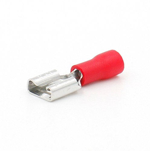 100PCS Red Female Insulated Spade Wire Connector Electrical Crimp Terminal 18-22AWG - Thumbnail 2