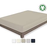 BIOWEAVES 100% Organic Cotton 1 Fitted Sheet Only, 300 Thread Count Soft Sateen Weave GOTS Certified with deep Pockets (Queen, Sand)