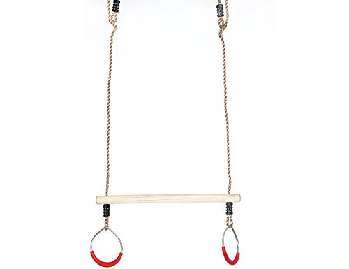 PLAYBERG Kids Trapeze Swing Bar with Rings with Hanging Ropes