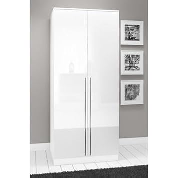 Space White High Gloss Double Wardrobe Amazon Co Uk Kitchen Home