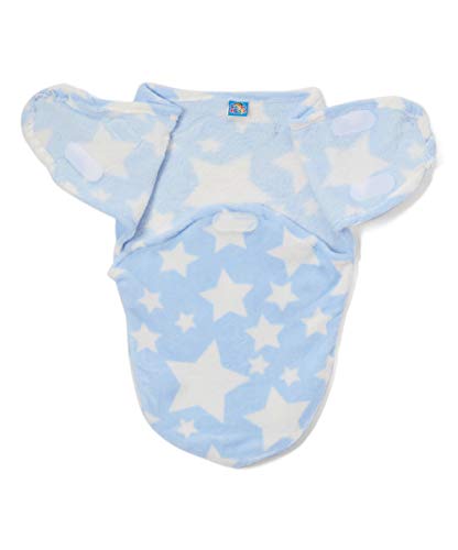 Sweet & Soft Baby Boys & Girls Micro Fleece Sleep Swaddler (Blue Stars)
