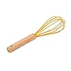 3Pcs Whisk Silicone Wisk Kitchen Tool Silicone Whisks for Cooking, Wooden Handle Kitchen Whisks Egg Beater Milk Frother…