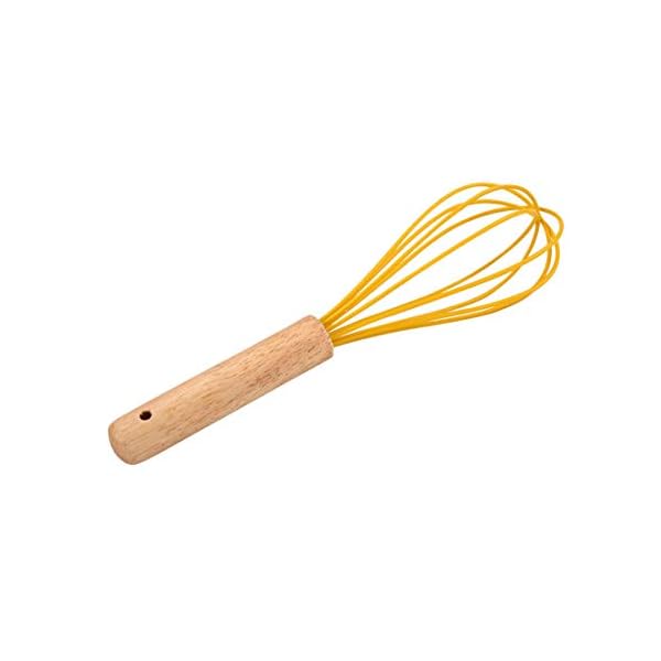 3Pcs Whisk Silicone Wisk Kitchen Tool Silicone Whisks for Cooking, Wooden Handle Kitchen Whisks Egg Beater Milk Frother…