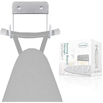 Lenink Ironing Board Hanger,Wall Mount Ironing Board Holder Organizer Wall Rack for Laundry Rooms (White)