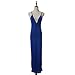 Flymall Deep V-neck Backless Strap Maxi Tank Split Side Dress(S,Blue)