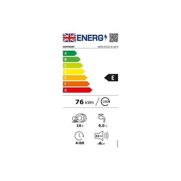Hotpoint-HSFO3T223WUKN-10-Place-Slimline-Freestanding-Dishwasher-White Hynar Hotpoint HSFO3T223WUKN 10 Place Slimline Freestanding Dishwasher - White