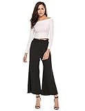 Zeagoo Women Rufflle Elastic Waisted Flare Palazzo Lounge Pants Wide Leg Bell-bottoms Culottes Casual Loose Trousers