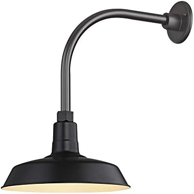Barn Light Outdoor Wall Light Black with Gooseneck Arm 12" Shade