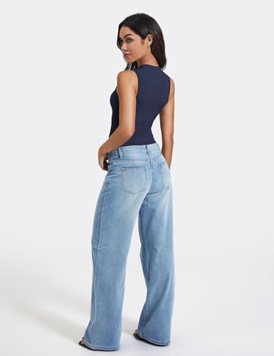 YEOREO Women Basic Mock Neck Workout Crop Top Sleeveless Double Lined Tank Tee Slim Fitted Ruched Going Out Camisole
