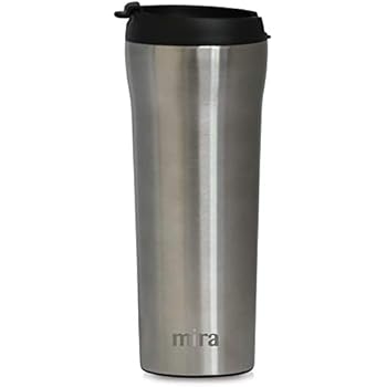 MIRA 16 oz Stainless Steel Insulated Travel Mug with lid | Spill Proof Vacuum Insulated Car Tumbler Cup for Coffee & Tea | Thermos Keeps Drinks Steaming Hot or Ice Cold | Stainless Steel