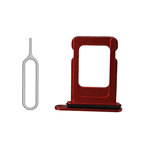 SIM Card Tray Holder Slot with Rubber Waterproof Gasket Replacement incl. Open Eject Pin for iPhone 12 (6.1 inch) (Red, Single Sim Version)
