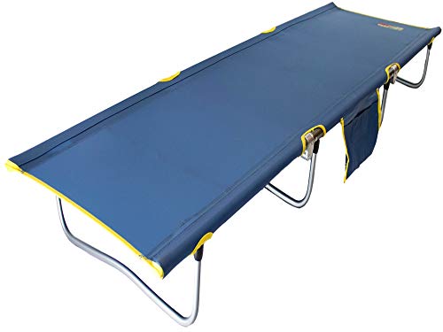 Outdoor Living and Style 74 x 25 Blue Lightweight Heavy Duty Aluminum Frame Portable Camping Cot Bed