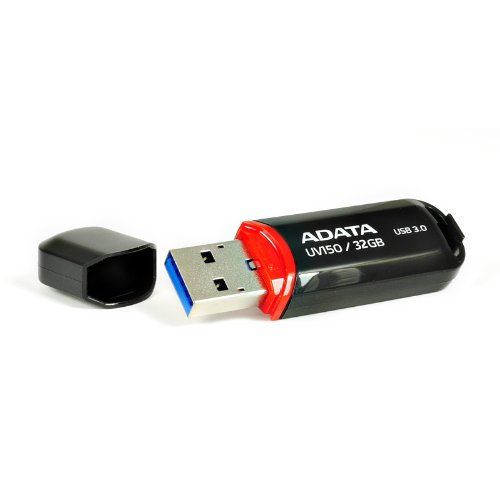 ADATA UV150 32GB USB 3.0 Snap-on Cap Flash Drive, Black (AUV150-32G-RBK)