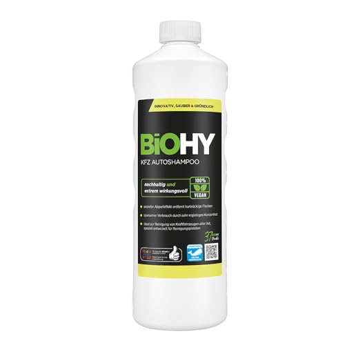 BiOHY Car Shampoo (1l Bottle) | Concentrate excellent cleaning power & foam formation | Protective roll-off effect | Creates a lasting fresh scent (KFZ Autoshampoo)