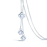 Yozone Women's Four-Leaf Clover Pendant Long Chain Sweater Necklace (Silver1)