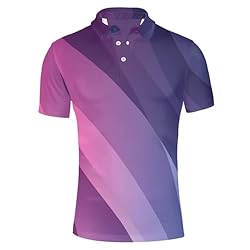 HUGS IDEA Purple Gradient Mens Golf Shirt