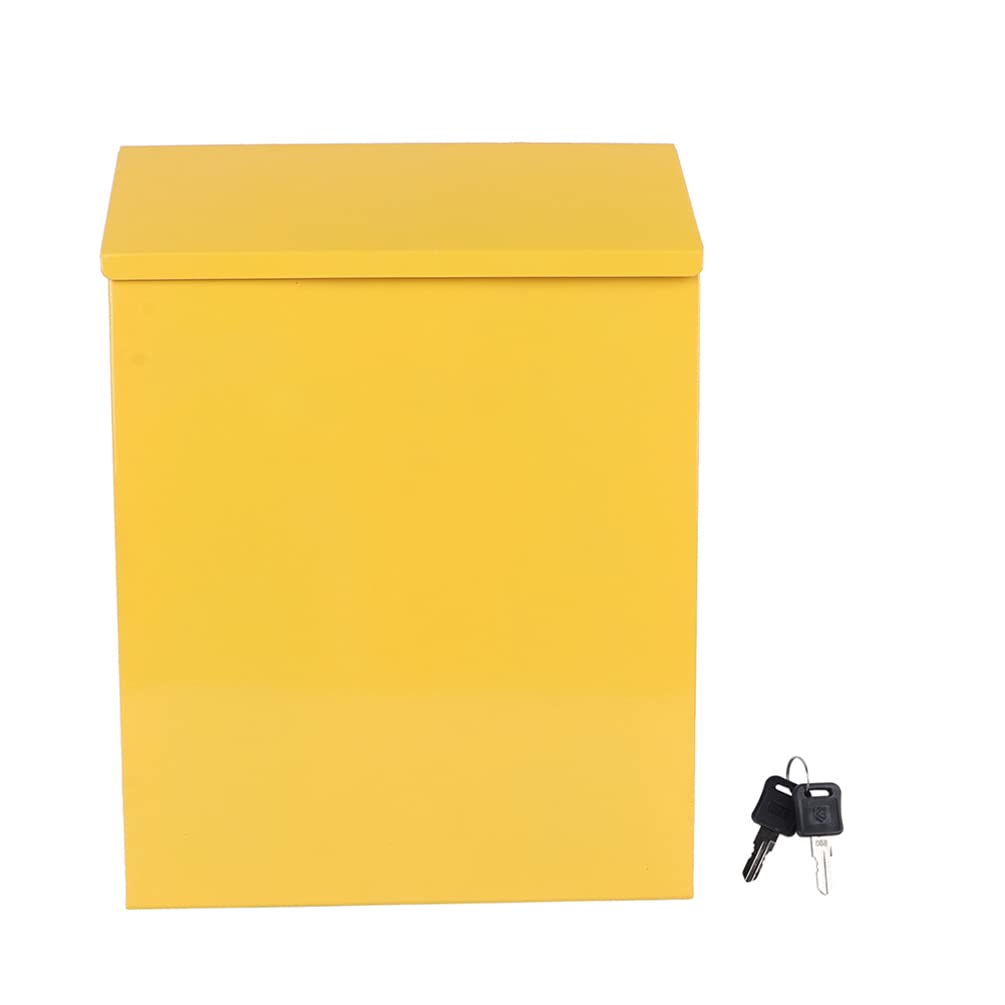 Hemoton Ballot Box Wall Mounted Suggestions Donations Raffles Box for Tickets Letter Envelope Mailbox Yellow 30x23cm