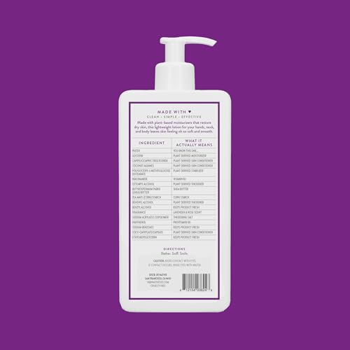 NATIVE BODY LOTION, LAVENDER & ROSE, 48-HOUR HYDRATION FOR DRY & SENSITIVE SKIN, MADE WITH PLANT-BASED MOISTURIZERS LIKE SHEA BUTTER, SILICONE & PARABEN FREE, 16.5 FL OZ