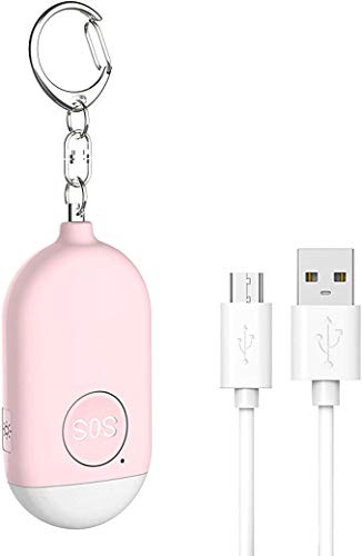 Uniline iALERT 3-in-1 Rechargeable 130db Personal SOS Alarm with Ultra-Bright LED Light and Keychain (Pink)