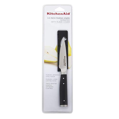 KitchenAid Gourmet Serrated Paring Knife, 3.5Inch, Black