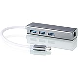 USB-C Hub Ethernet, AmuseNd 3-Port Type-C to USB 3.1 Hub Adapter Splitter USB Expansion for MacBook, Windows (Vista / XP/ 7/ 8/ 10) – Grey