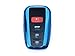 iJDMTOY Chrome Finish Blue TPU Key Fob Protective Case w/Button Cover Compatible with 2017/2018-up Toyota Camry Prius Prime Mirai C-HR, etc w/Push Start Engine Feature