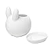 MyGift Mini Ceramic Bunny Planter, Decorative Rabbit Design White Small Flower Pot Succulent Planter with Detached Saucer