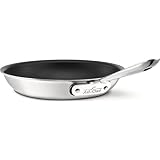 All-Clad BD55110NSR2 D5 Brushed 18/10 Stainless Steel 5-Ply Bonded Dishwasher Safe Nonstick Fry Pan Saute Pan Cookware, 10-Inch, Silver