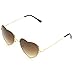 Women Metal Heart Frame Mirror Lens Cupid Heartshape Sunglasses (Gold Frame/Brown Lens, 55)