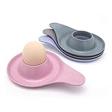 Egg Cups, Set of 4 Non Toxic & Safe Bamboo Egg Cups, Eco-Friendly Colorful Egg Holders - for Breakfast Brunch Soft Boiled Egg Holder Container，Gifts for Kitchen