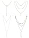 FINREZIO 4 PCS Layered Necklaces for Women Girls Long Lariat Y Pendant Necklace Gold-tone Jewelry Set