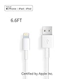 Apple iPhone/iPad Charging/Charger Cord Lightning to USB Cable[Apple MFi Certified] Compatible iPhone X/8/7/6s/6/plus/5s/5c/SE,iPad Pro/Air/Mini,iPod Touch(White/6.6FT) Original Certified