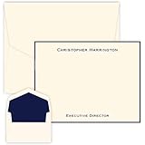 Professional Personalized Flat Cards - Raised Ink & Black Border with 25 Matching Envelopes