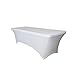 Rectangular Fitted Stretch Banquet Tablecloth By Party Set Go - High Quality White 6 ft feet Table Cover - Polyester Blended Fabric Wrinkle Free Covers for Weddings, Events, Trade Shows and Parties