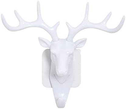 Lidahaotin Small Plastic Wall Rack for Living Room Hat Bag Key Jewelry Rack Deer Head Decor Hook Organizer White