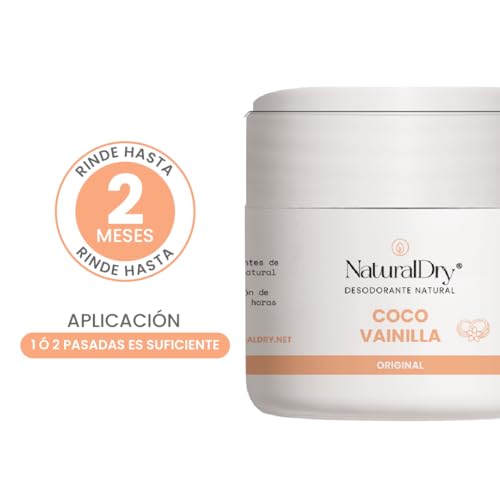 NaturalDry - Desodorante Natural Coco Vainilla 60 gramos | Original | Sin Aluminio ni Derivados del Petróleo | Sin Parabenos - En Crema (1 unidad)
