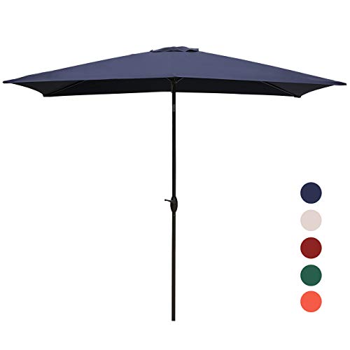 KINGYES Rectangular Patio Table Umbrella Garden Umbrella with Tilt and Crank for Outdoor, Beach ...