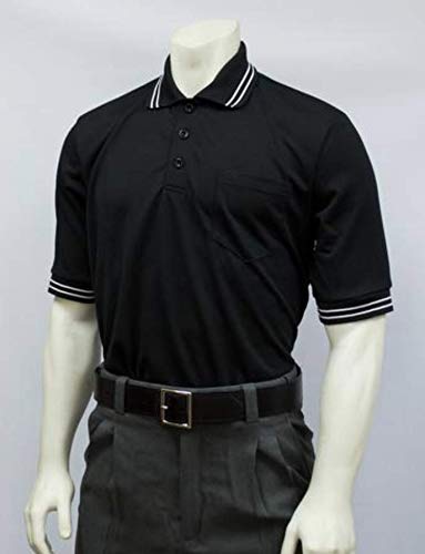 Smitty | BBS-300 | Baseball Softball Umpire Shirt | Performance Mesh Short Sleeve | Sized to Accommodate Chest Protector (Black w/White Trim, 2XL)