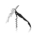 True Brands TrueTap Double Hinged Waiters Corkscrew, Top-notch Stainless Steel Opener with Foil Cutter Built to Last Wine Key Black, Set of 1