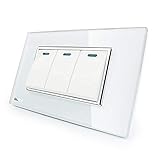 LIVOLO Push Button Switch White US/AU Standard 3 Gang 2 Way Light Switch Luxury Tempered Glass Panel,AC110-220V,C3K3S-81