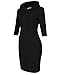MISSKY Women Stripe Pocket Knee Length Slim Casual Pullover Hoodie Dress