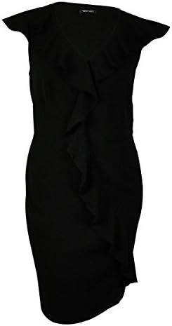 Spense Women's Plus Size Cap Sleeve Cascading Ruffle Dress 16w Black Gab