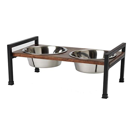 PetRageous 15014 Martinique Wood Non-Slip Table and Steel Frame Dog Diner 6.5-C…