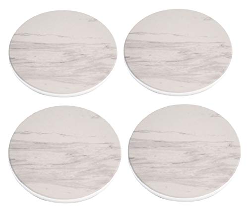 Absorbent Ceramic Coasters for Drinks,4.2" Coaster Set with Cork Back Marble Style Pack of 4